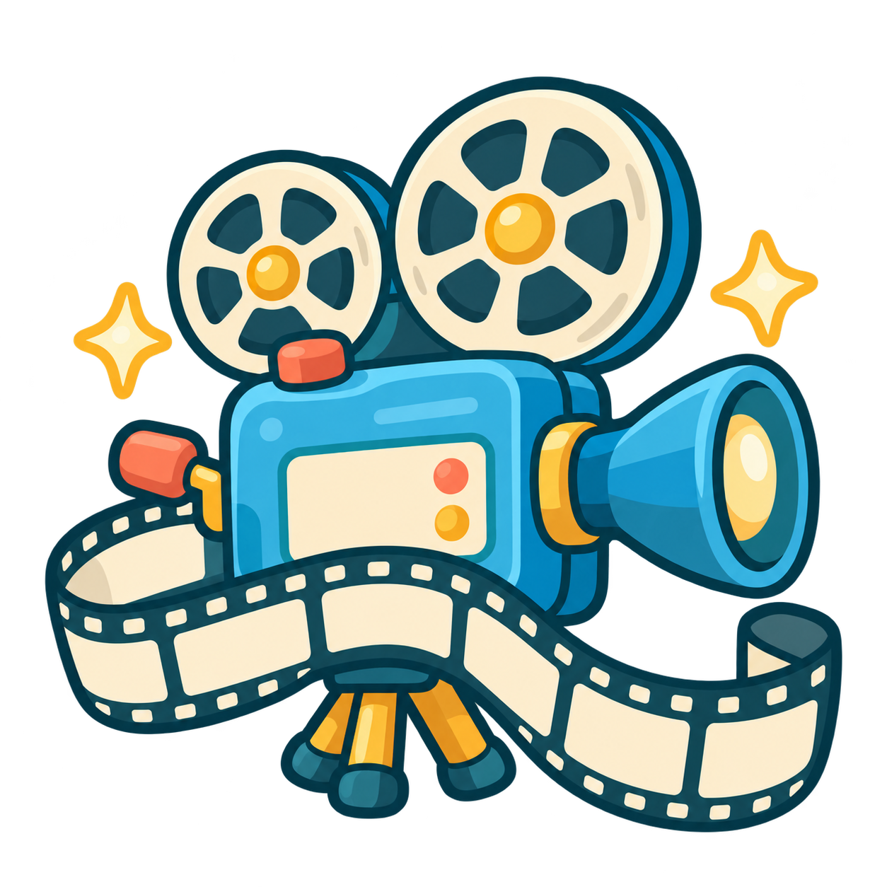 Câmera de cinema e filme ilustrados
