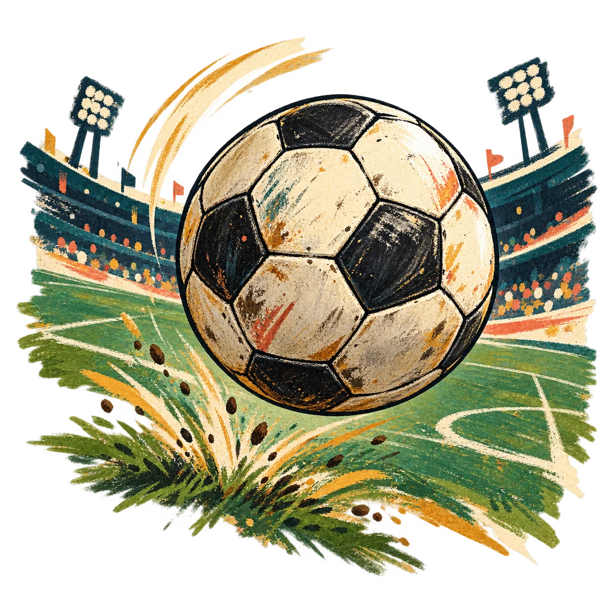 Bola de futebol em um estádio